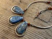Image 15 of Indigo Blue * Solid Sterling Silver Statement Blue Kyanite necklace / n10