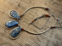 Image 16 of Indigo Blue * Solid Sterling Silver Statement Blue Kyanite necklace / n10