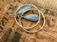 Image 1 of Sterling Silver Statement Blue Kyanite earrings/ n7