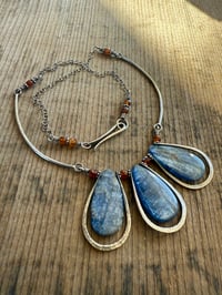 Image 4 of Indigo Blue * Solid Sterling Silver Statement Blue Kyanite necklace / n10