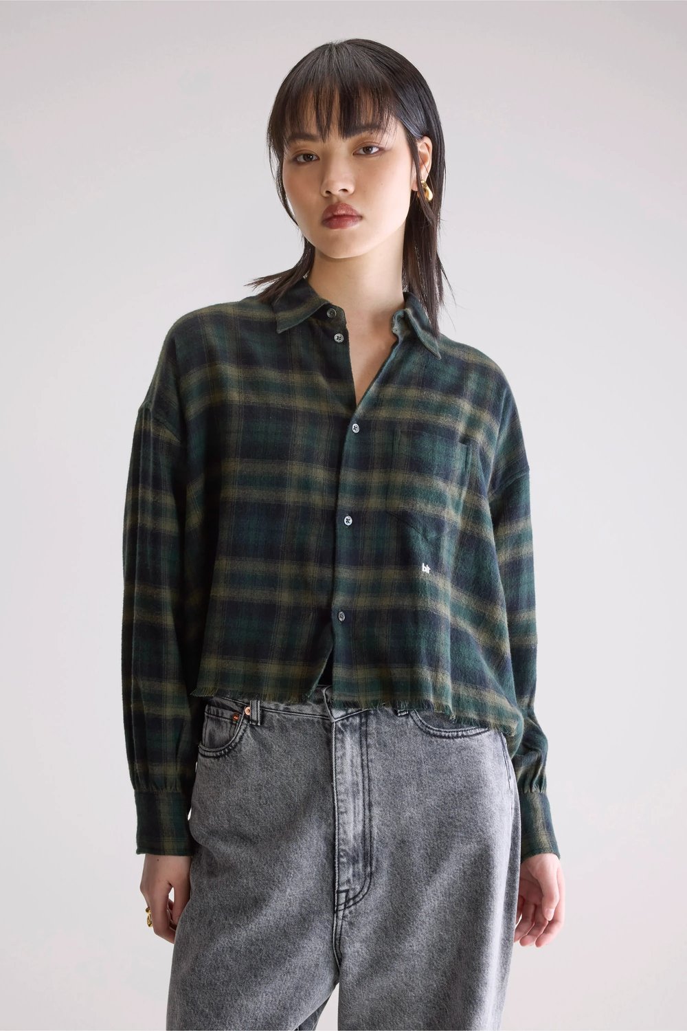 Image of 1-Camisa Kraft Cuadro verde crop