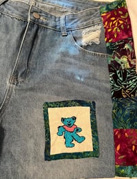 Image 4 of uPcYcLed Distressed Denim Shorts Grateful Dead bear Size 14
