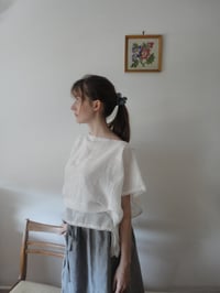 Image 1 of hand-made light cotton TOP / BLOUSE // wide, embroidered with linen thread