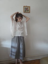 Image 3 of hand-made light cotton TOP / BLOUSE // wide, embroidered with linen thread