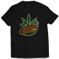 Image 1 of Woven Drip Smokin Super Chronic Tee – Black, White