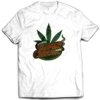 Image 2 of Woven Drip Smokin Super Chronic Tee – Black, White