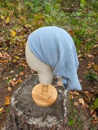 Image 1 of Textured Linen Tichel in Dolphin Blue