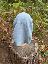 Image 2 of Textured Linen Tichel in Dolphin Blue