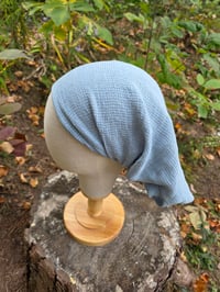 Image 3 of Textured Linen Tichel in Dolphin Blue