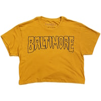 Image 1 of Spoopy Baltimore Crop Top Mustard/Purple