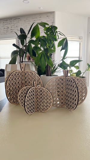 Image of Faux Rattan Pumpkin Set
