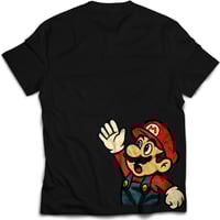 Image 3 of Woven Drip Lakitu Mario Jumpman Tee – Black