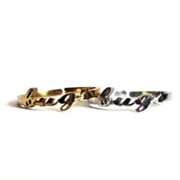 Image 1 of 'bugs' Cursive Text Steel Ring