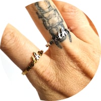 Image 3 of 'moths' Cursive Text Steel Ring