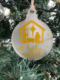 O Holy Night Nativity Bauble – Frosted Acrylic with Gold Hand Lettering