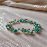 Image 2 of Teal glass beads and stainless steel bracelet 