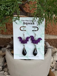 Image of Purple Glitter Bats with Black Jewel
