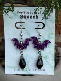 Image of Purple Glitter Bats with Black Jewel