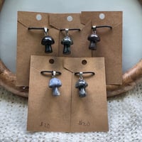 Image 1 of Mushroom Shaped Crystal Necklaces on Waxed Chord 