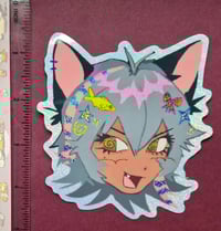 Image 3 of Kitty Girl and Seal Girl Stickers 4in Glitter Stickers