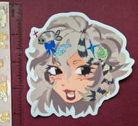 Image 5 of Kitty Girl and Seal Girl Stickers 4in Glitter Stickers