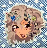 Image 4 of Kitty Girl and Seal Girl Stickers 4in Glitter Stickers