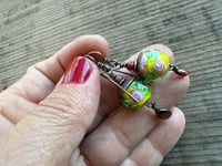 Image 2 of Vintage Glass Roses copper earrings/ n17