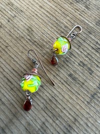 Image 4 of Vintage Glass Roses copper earrings/ n17