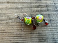Image 6 of Vintage Glass Roses copper earrings/ n17
