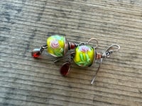 Image 8 of Vintage Glass Roses copper earrings/ n17
