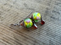 Image 11 of Vintage Glass Roses copper earrings/ n17