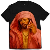 Image 1 of Woven Drip Dipset Jesus Tee – Black, White, Pink