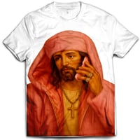 Image 3 of Woven Drip Dipset Jesus Tee – Black, White, Pink