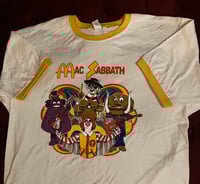 Mac Sabbath T-shirt 10 color Yellow ringer on off white.