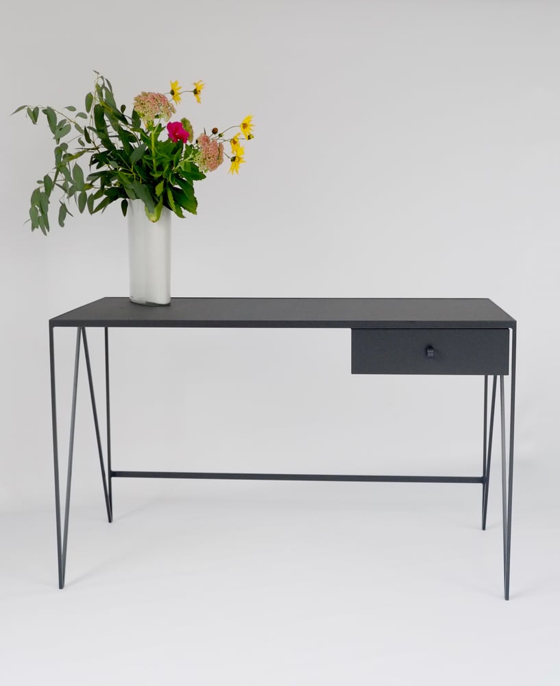 Image of Large Study Desk with Natural Linoleum Top & Drawer