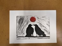 Image 1 of Crows at dusk (black and red)