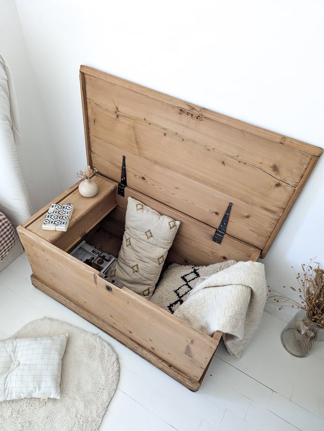 Malle anglaise en pin XIXe 🍂 PROMO ancien 199€