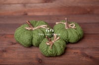 Image 3 of Knitted pumpkins set - brick red and green