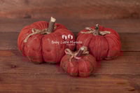 Image 1 of Knitted pumpkins set - brick red and green