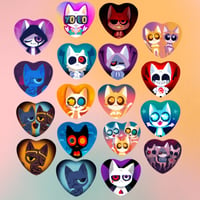 Image 1 of Heart Button Pin "Cat Sanses"