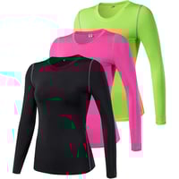 Image 2 of Women's Long Sleeve  Compression Dry-Fit Athletic T-Shirts Gym / 