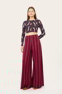 Image 1 of PANTALONE PALOMA RIGHE VINO