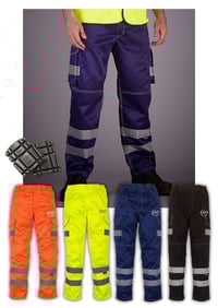 Image 1 of Nika's Workwear Hi-Vis Cargo Trousers with Knee Pad Pockets