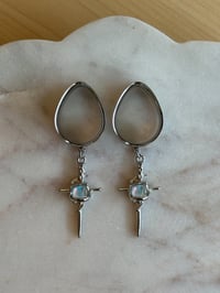 Image 2 of “Aura” Opal Cross Dangles (Silver)