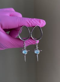 Image 1 of “Aura” Opal Cross Dangles (Silver)