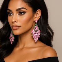 Pink & Green Chandelier Earrings – Rhinestone Sorority Glam, AKA Inspired Jewelry