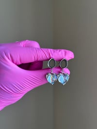 Image 3 of “Pluie” Blue Heart Dangles (Silver)