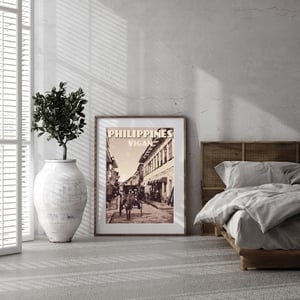 Image of Vintage poster Philippines - Vigan - Calle Crisologo | Clay | Travel Poster | Fine Art Print