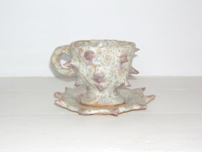 Purple Spiral Teacup Set