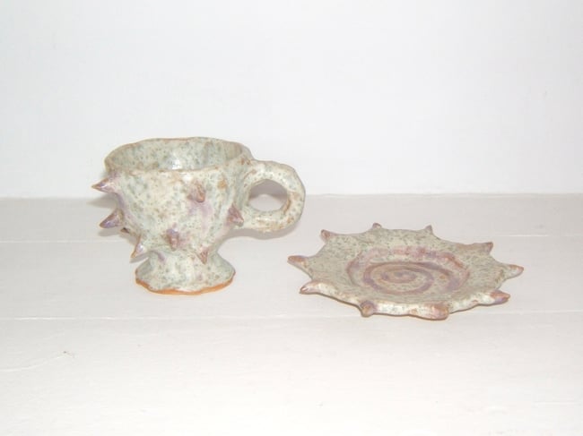 Purple Spiral Teacup Set
